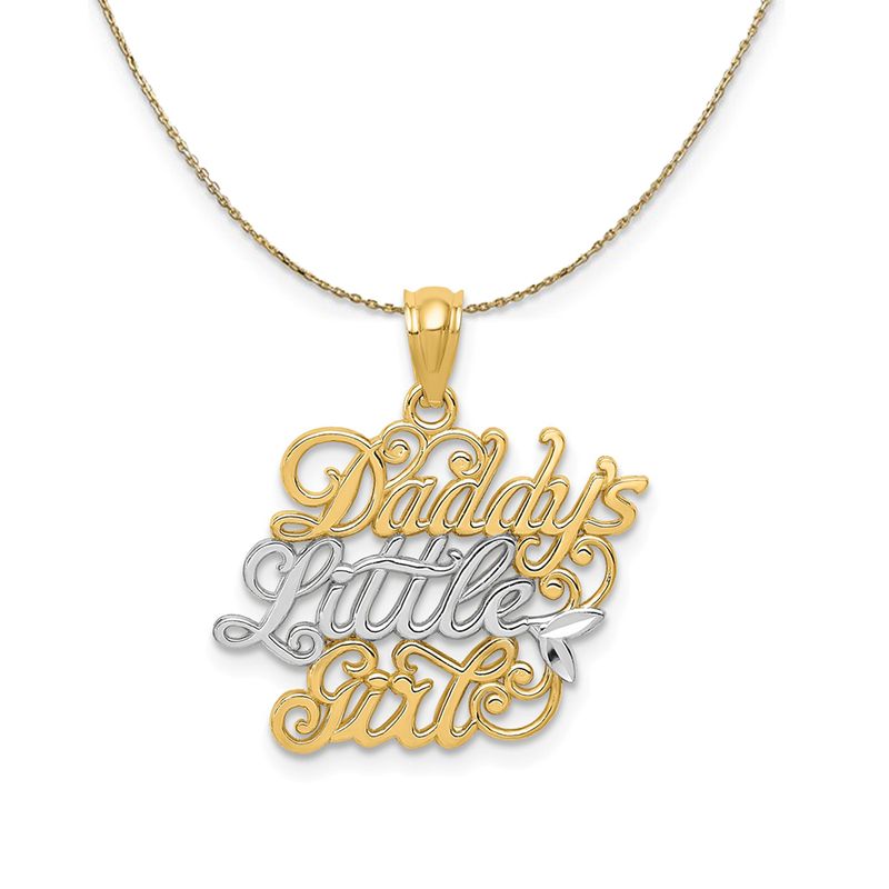 14k Yellow Gold & Rhodium Daddy's Little Girl, 21mm Necklace - 18 Inch